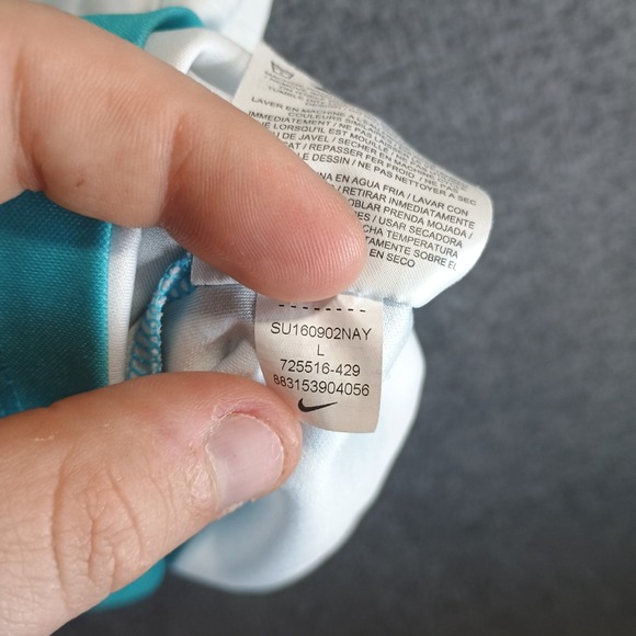 Nike Golf Polo Shirt Mens L Standard Fit Blue Striped Swoosh Logo Lighwieght - Picture 5 of 9